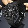 Creative Black Silicone Watch For Men Military Sports Waterproof Luminous Men's Quartz Wristwatches Square Chronograph Male