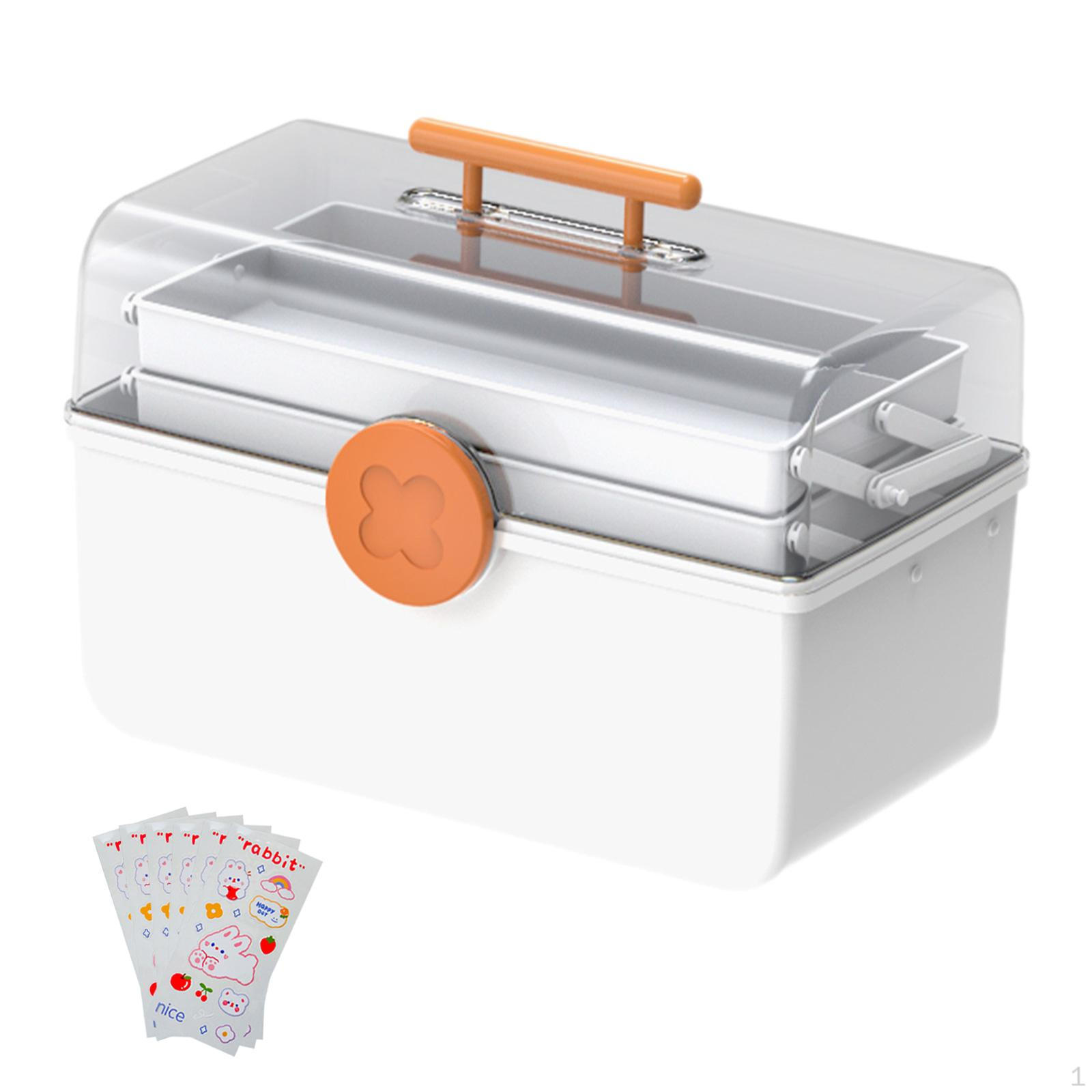 

Компактный ящик для хранения аптечки первой помощи с ручкой для переноски, 3 секции, портативный органайзер для путешествий белый