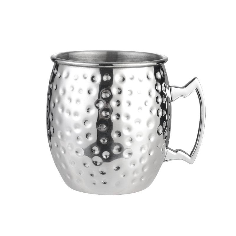 Kupferbeschichteter Moscow Mule Becher, 304 Edelstahl, Gehämmertes Design, Wein- & Cocktailglas