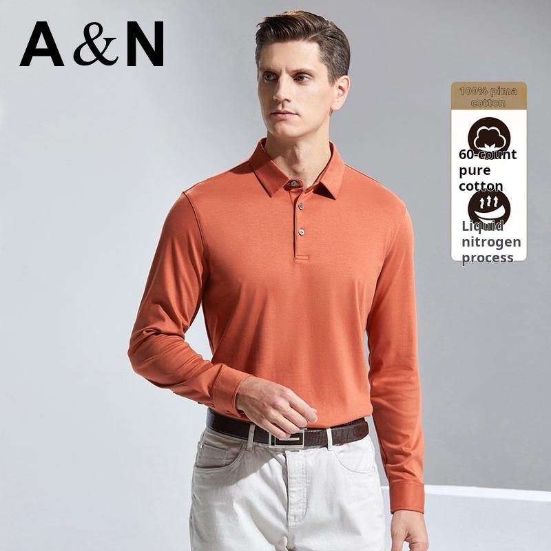 Autumn Business and Leisure Men's Solid Color Versatile Men's Polo Shirt Long Sleeve T-shirt