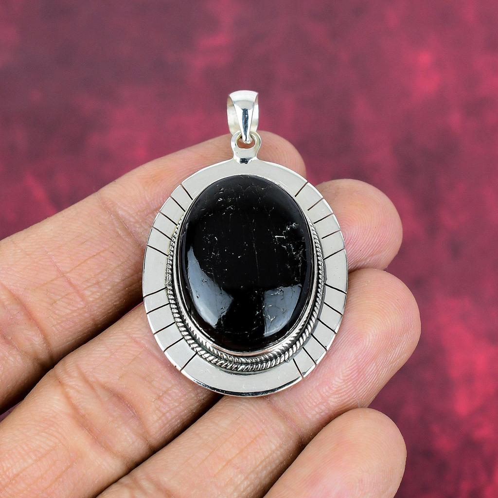 Black Tourmaline Pendant Gemstone Jewelry, 925 Solid Sterling Silver Pendant, Handmade Amazing Pendant Jewelry