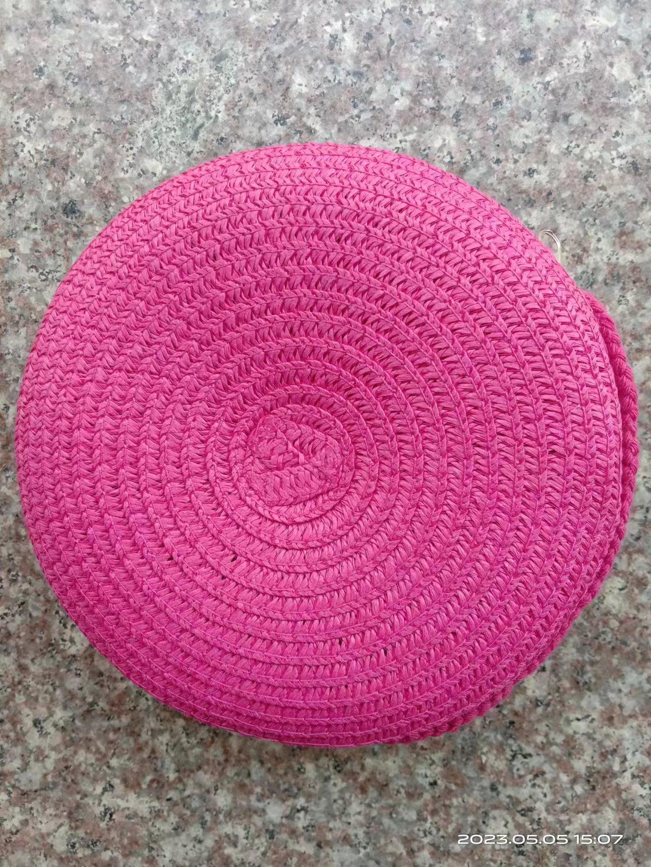 

ins same solid color straw woven bag mobile phone bag women s new fashion beach vacation woven one shoulder oblique span round bag