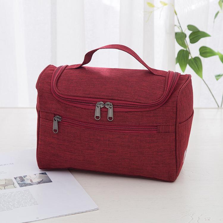 

Cationic Oxford Cloth Portable Travel Makeup and Pillow Wash Bag Large вина червоного кольору