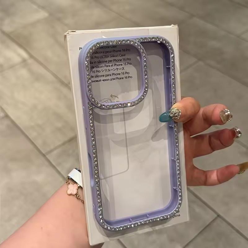 Luxury Transparent Diamond Jewelled Phone Case For iPhone 11 12 13 14 15 16 17 Pro Max Plus Air Glitter Bumper Back Cases Cover
