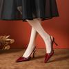 Fashion 2025 New French Patent Leather High Heels Pointed Toe Slim Stiletto Spring Summer Women Sandals Dress Shoes