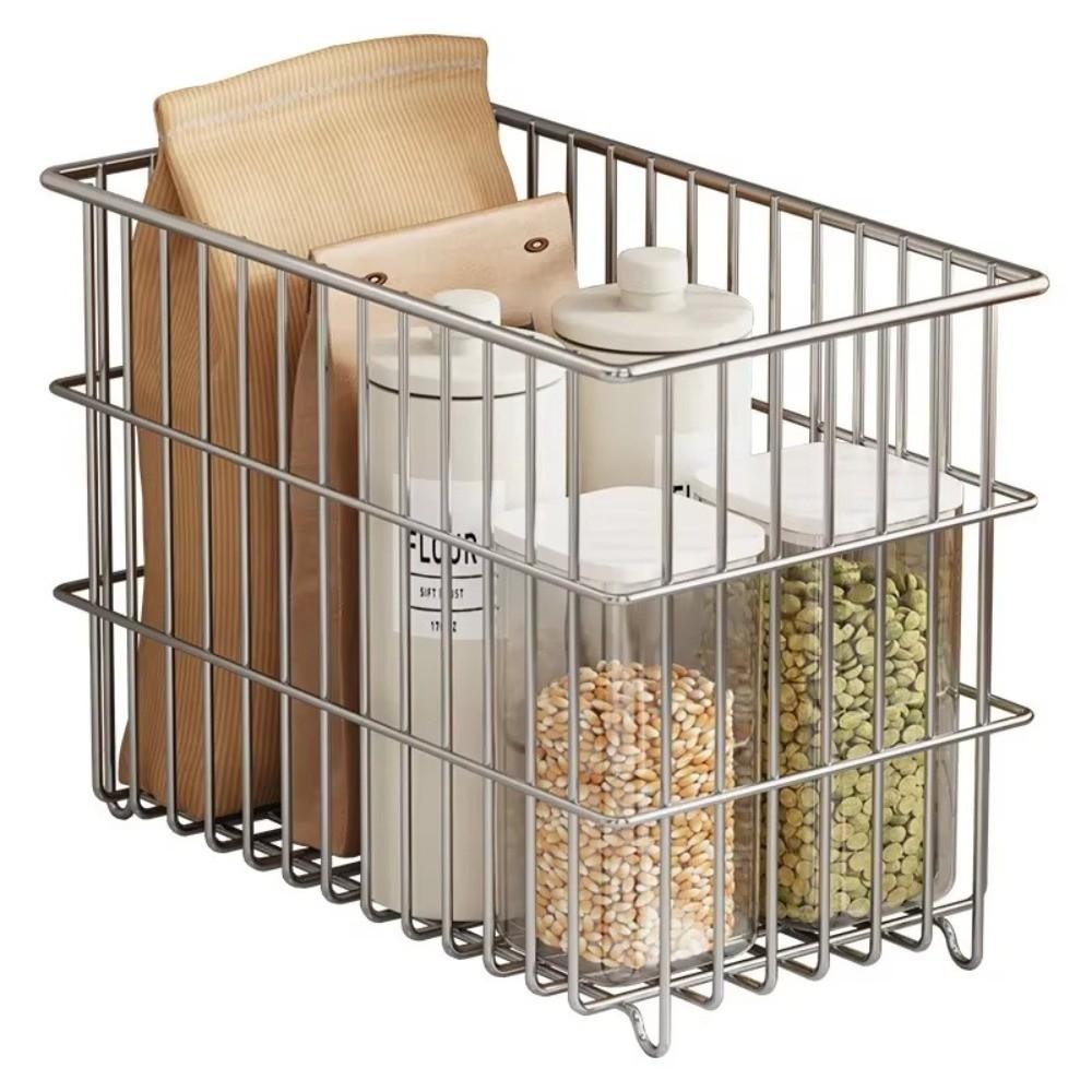 New Stainless Steel Kitchen Drain Basket Large Capacity Space-saving Wire Snack Organizer Square Household Multi-Functional Rack