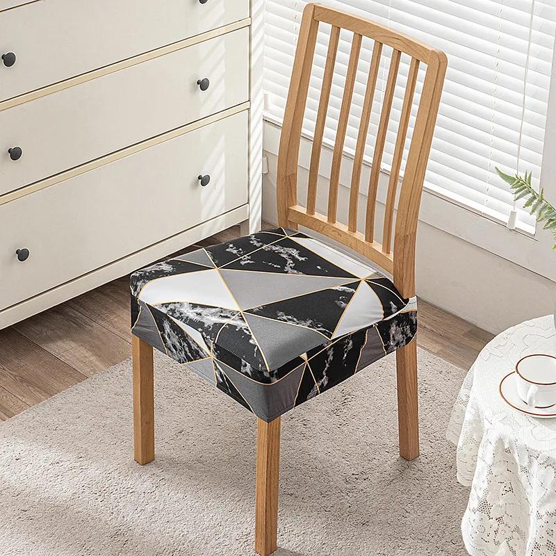 Flowers Print Chair Seat Covers Removable Washable Anti-Dust Stretch Spandex Dining Room Upholstered Chair Cushion Slipcover
