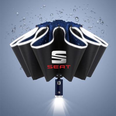 LED Umbrella Fully Automatic Dual Purpose Folding Automatic Umbrella For Seat Leon 5f Ibiza 6l 6j Leon 1p Cushion Car Accessorie