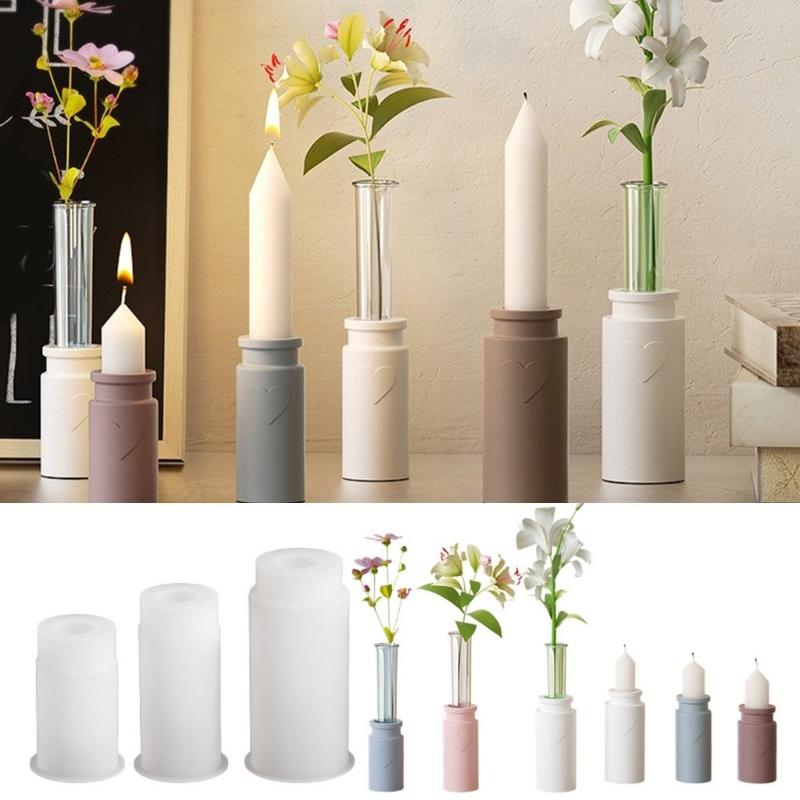Unique Silicone Crafting Moulds Vase Molds Heart Shape Flowerpot Mold Epoxy Resin Mold Candlestick Moulds for Vase