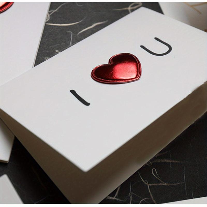 1pc 3D Love Card Greetings Cards Festival Handmade 3D Greeting Postcard Leather Heart Greeting Cards for Father's Day Mother Day
