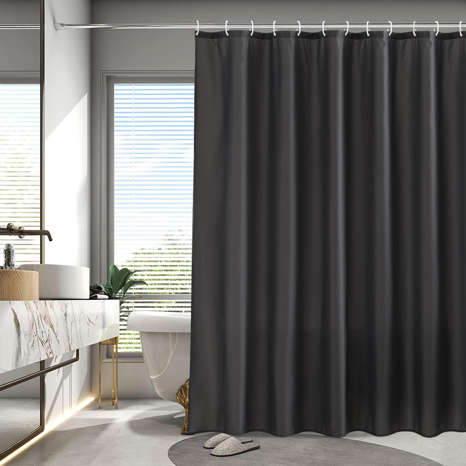 

AooHome Shower for Unit with 180cm 270cm Solid Dark Gray Curtain, Privacy, Privacy, Mildew-Resistant, Waterproof, Long, Lightweight, Quick-Drying,