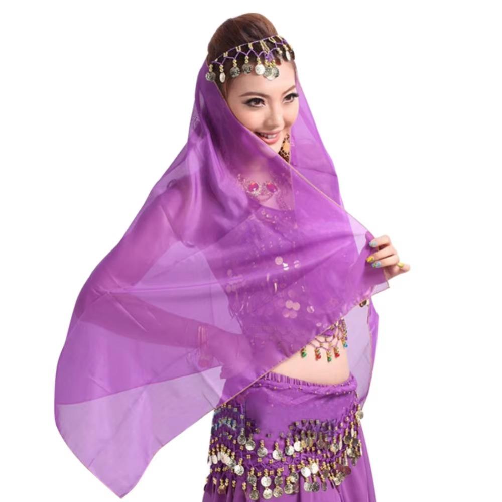 Chiffon Belly Dancing Scarf Solid Color Women Headdress New Indian Dance Headband  Show Costumes