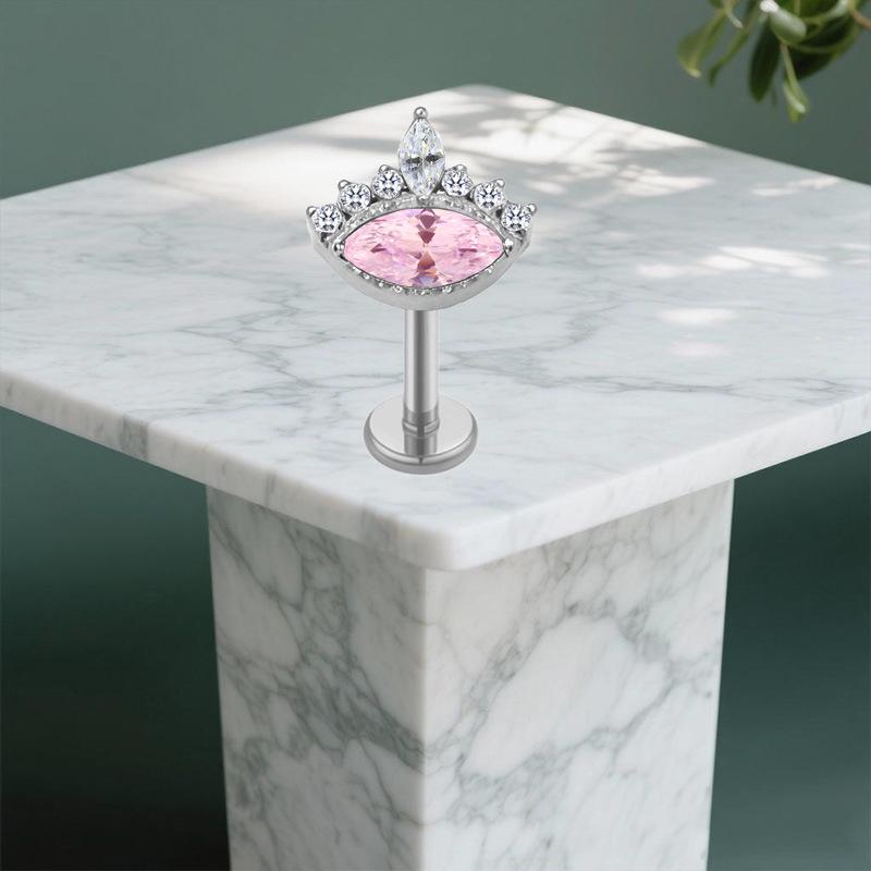 Titan G23 Zirkon Wassertropfen Ohrstecker mit Innengewinde