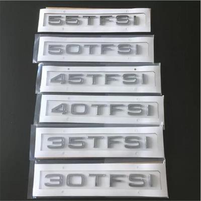 Styling nového vozu 3D ABS stříbrná 30TFSI 35TFSI 40TFSI 45TFSI 50TFSI 55TFSI Nálepka se znakem odznaku zadního zavazadlového prostoru pro Q3 Q5 Q7 A4 A6