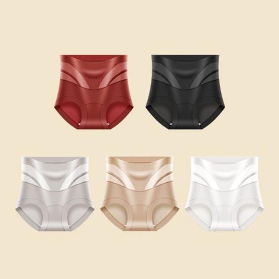 Calcinha de Cintura Alta Sem Costura com Controle de Barriga Feminina Respirável Microfibra Roupa Íntima Macia Elástica Tecido Sedoso Painéis de Renda Algodão que Absorve a Umidade