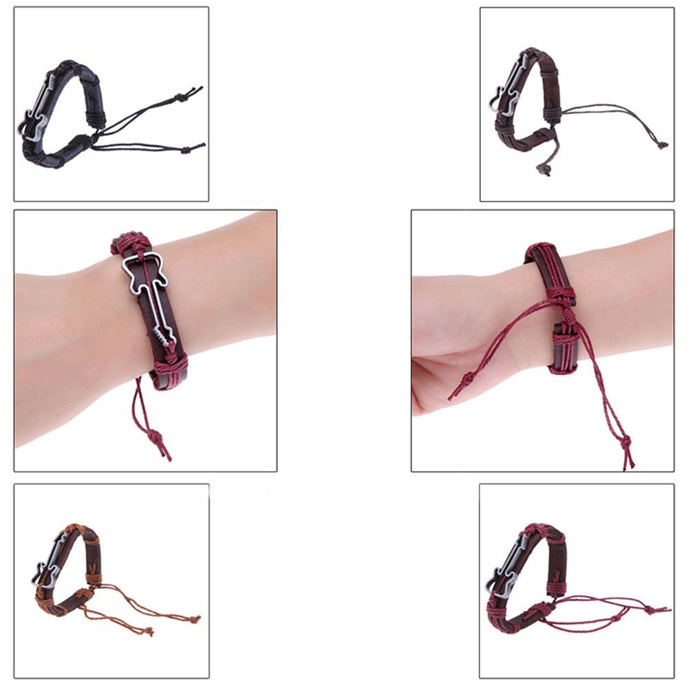 Zinc Zinc Alloy PU Leather Bracelets Men Antique Adjustable Wristbands Charm Guitar Bracelets Bangles Jewelry
