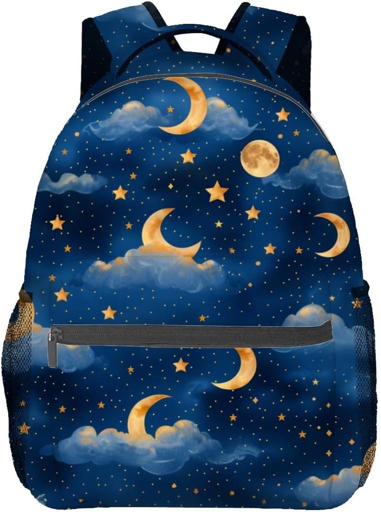 Vintage Moth Backpack,Black White Gothic Floral Retro Polyester Backpacks,Lightweight Double Shoulder Back Pack For Women,Goth