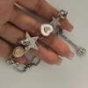 Y2K Silvery Aesthetic Heart Star Chain Bracelet Stylish Beaded Bracelet for Women Charm Bracelet Perfect Gift for Fashion Lover