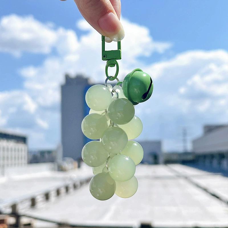 WTEMPO UV Color Changing Grape Keychains Bags Charm Keychain Cute Keychains Car Decor Fruit Purse Charm Personalizing Accessories