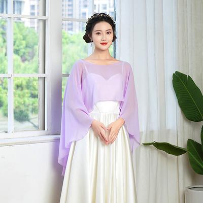 1PC Thin Shawl Banquet Solid Color Wedding Chiffon Cloak Lightweight Fashion Breathable