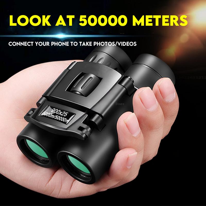 900x25 High Power HD Low Light Level Night Vision Binoculars Portable Travel 50000M Long Range Folding Mini Telescope
