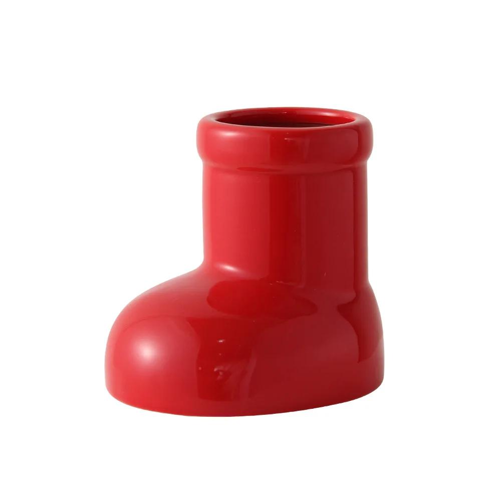 Creative Ceramic Vase Boots Shoe Cute Cartoon Pen Holder Tabletop Storage Ikebana Flower Vase Boots Pot Home Decoration Accessor