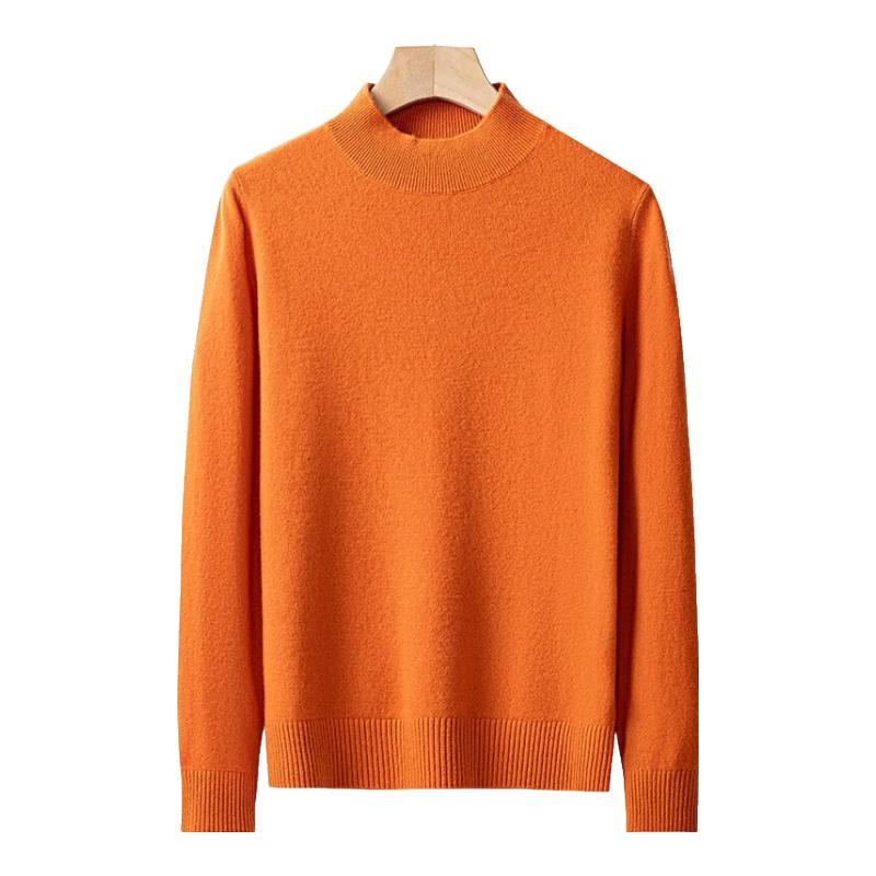Hengyuanxiang Women's 100% Pure Wool Thick Half-High Collar Sweater