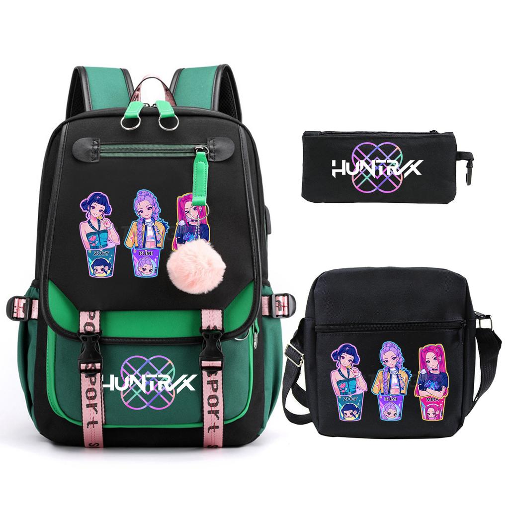 Animation Cartoon Peripheral Primary And Secondary School Students Schoolbag Multi-Functional Large-Capacity Leisure Backpack Three-Piece Set