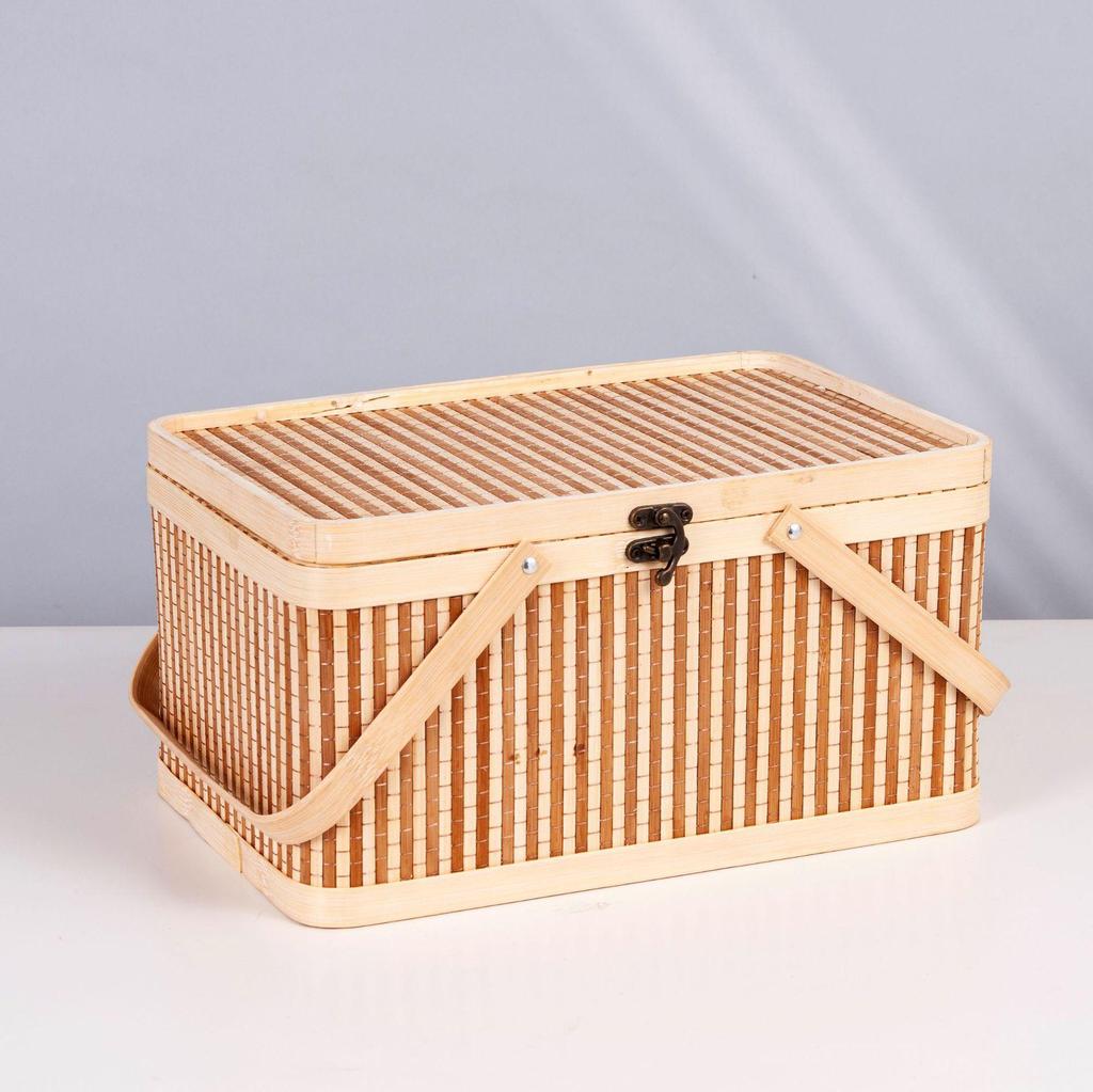 Bamboo Woven Handheld Basket for Mid-Autumn Mooncake and Nut Gifts