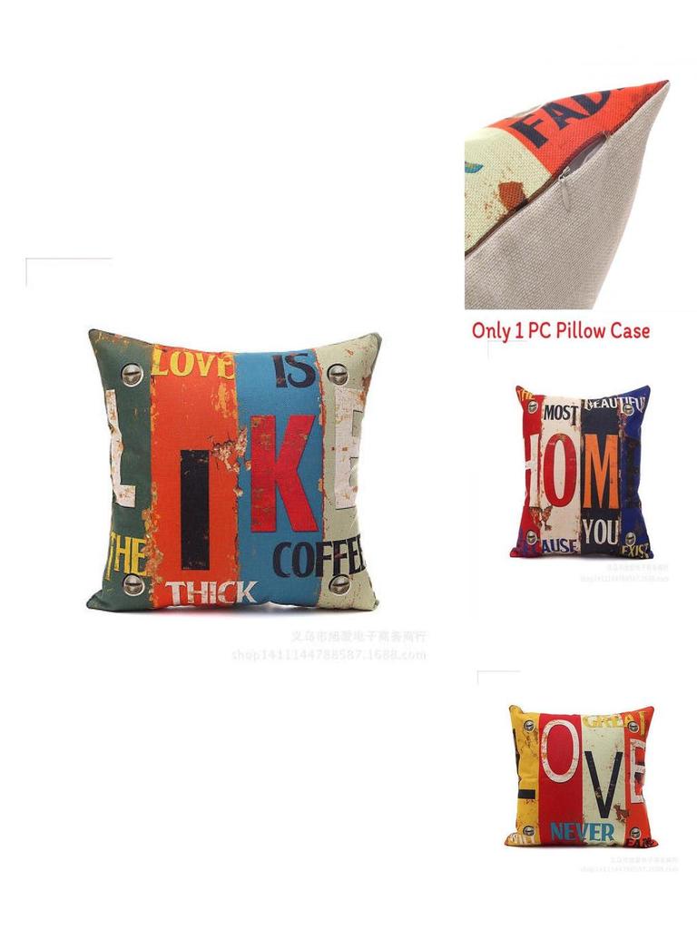 Premium Housse De Coussin Carr Coton Imprim Lettres Rtro Mlang For Timeless Elegance