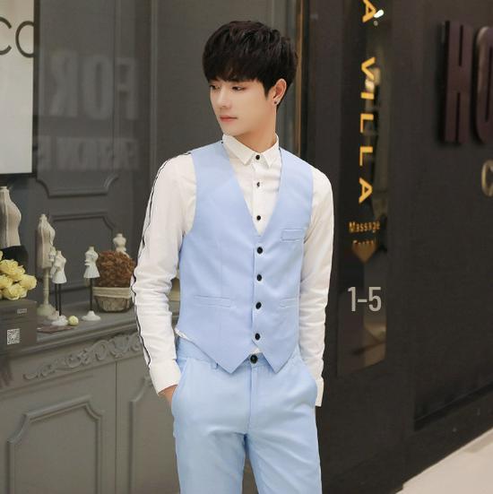 2025 Men's Korean Style Slim Fit Vest, 6 Colors, Groomsman V-Neck, Single-Breasted, Sizes S-6XL