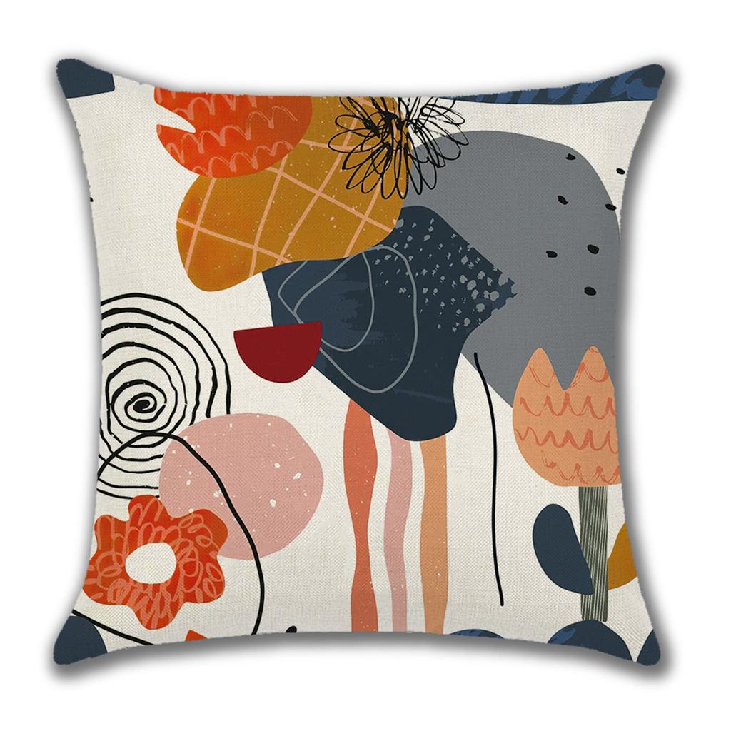 4 Pcs Double Sided Abstract Geometric Cushion Covers, Modern Art Tropical Print Throw Pillow Cases For Home Decor (No Inserts)
