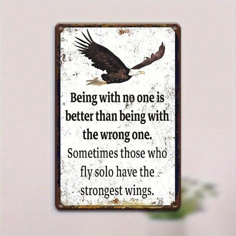 American Eagle Metal Tin Sign Vintage Motivational Wall Art with Inspirational Quote, Rustic Iron Decor for Bar Cafe Garage Man