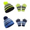 Winter Kids Hat And Gloves Set for Boys Girls Toddler Knitted Pompom Hat And Gloves Set Thick Warm Fleece Lined Accessories for Cold Weather