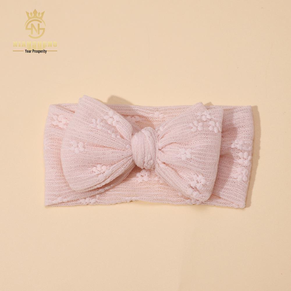 Newborn Princess Embroidered Bow Mesh Headband for Girls