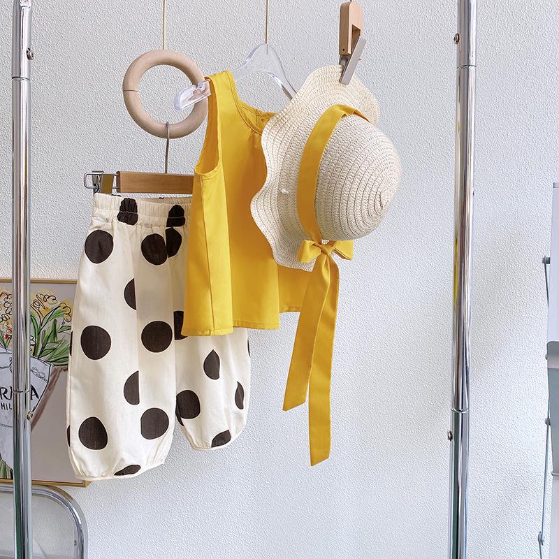 Girls' Summer Fashion Set: Casual Vest, Long Pants, and Hat - RX1911