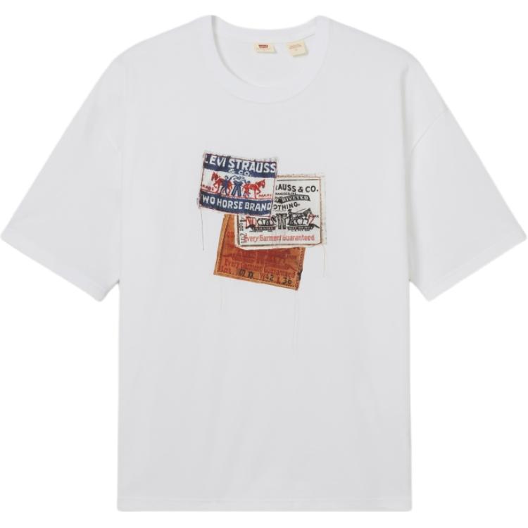 

Levis Свободная Повседневная Футболка с Патчем, Мягкая Футболка с Круглым Вырезом и Коротким Рукавом, Мужские Топы, Белый 002XI-0000 XL
