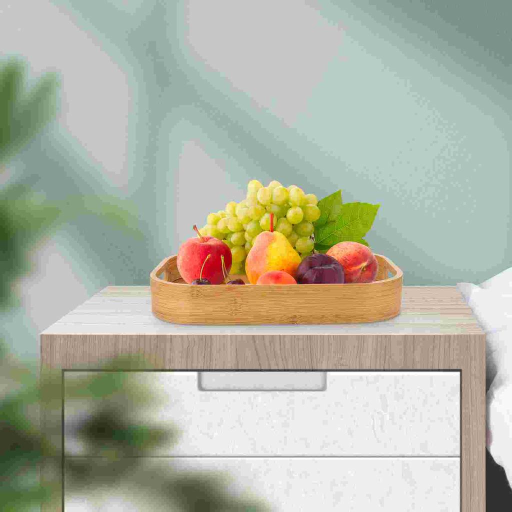 Bamboo Storage Tray Platters Serving Small Kitchen Snack Holder Footstool for Food Cooked Trays Snacks Organizer
