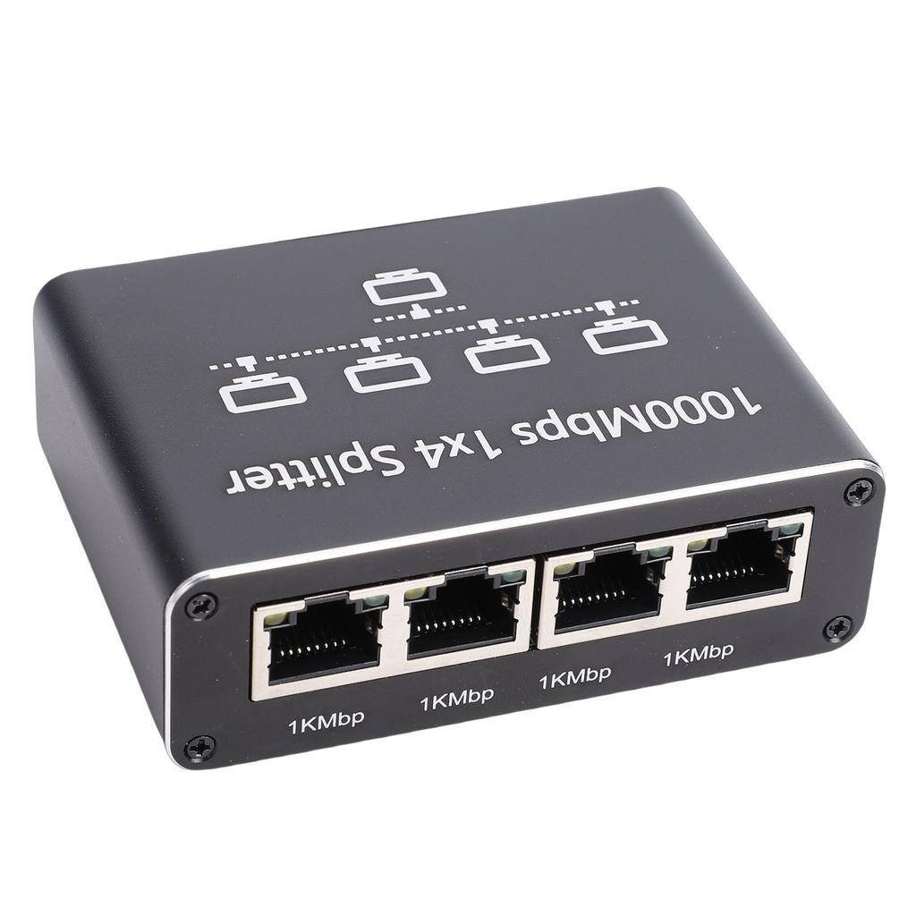 1 to 4 Gigabit Ethernet Splitter 1000Mbps High Speed Network Splitter for Computer Router Display