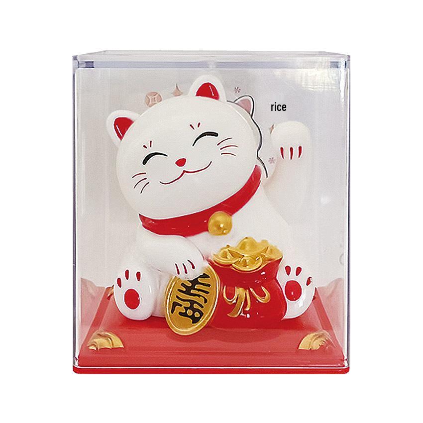 Y Solar Fortune Cat Waving Hand Ornament: Light-Powered Decor for Car, Living Room, or Office Desk