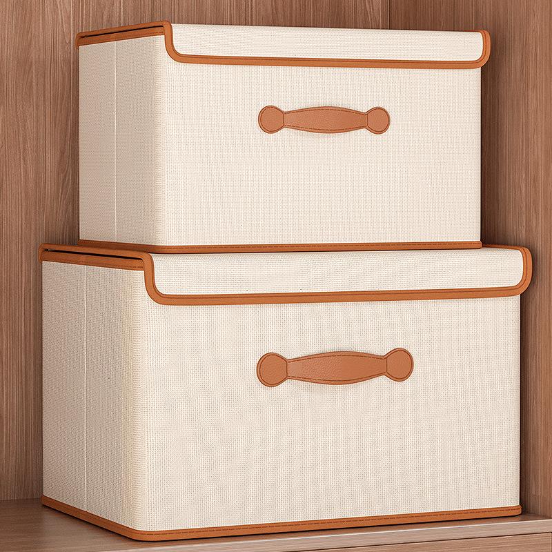 Scatole Contenitori Cubici con Coperchi, Scatola Pieghevole per Conservazione Vestiti Manici in Pelle PU Cubi Decorativi per la Casa Contenitore Organizzatore per Armadio