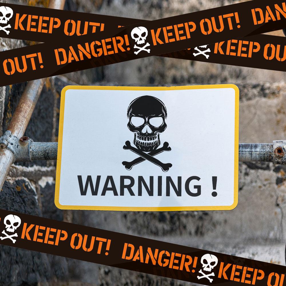 Halloween Isolation Warning Tape Scene Decoration And Props, Halloween European And American Skull Decoration Warning Strip 6m