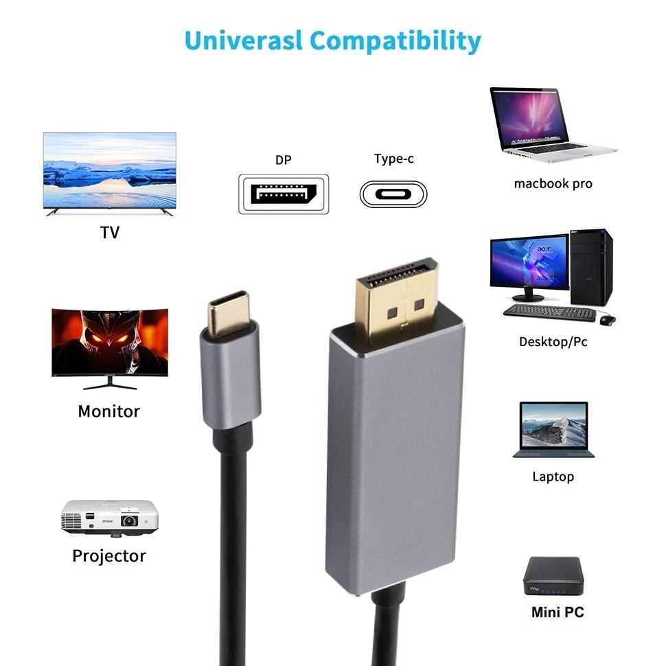 8K 60Hz Type C to DP Cable Dynamic HDR USB C to DisplayPort Cord Thunderbolt 3/4 4K USB C Cable For MacBook PC Monitor