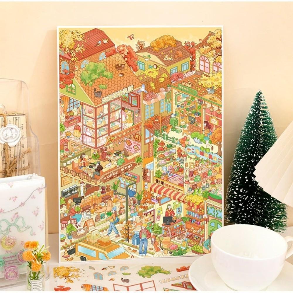 Kawaii DIY 3D Miniatur-Aufkleber Stapelbar Kreative Kunst Hütte Stadt Aufkleber Handwerk Dekoration Miniatur Szene Aufkleber Kinder