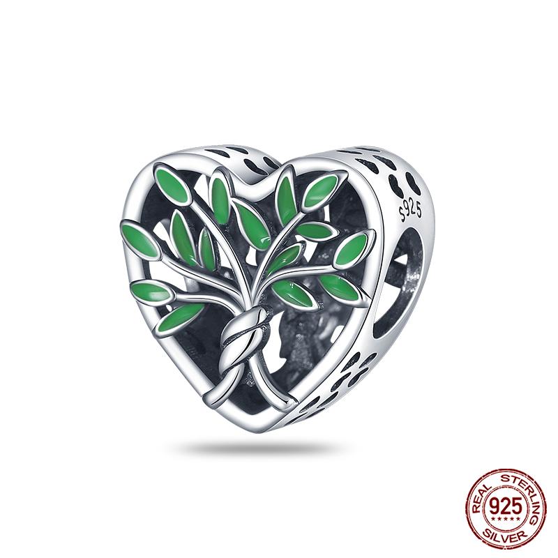 Copper Tree Of Life Four-Leaf Clover Green Series Charms Beads Fit Qikaola Original Bracelet Diy Jewelry Making