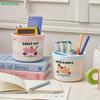 Cute Makeup Brush Storage Box, Large Capacity Divided Organizer, Desktop Cartoon Cosmetic Eyebrow Pencil Storage Box