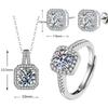S925 Sterling Silver Jewelry Set with Zircon Inlay Necklace Pendant Ring Earrings Fashion Gift