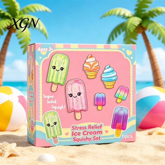 Stress Relief Squeeze Toy 6Pcs Ice Cream Ultra Soft Slow Rise Sensory Fidget Toys for Anxiety Party Favors