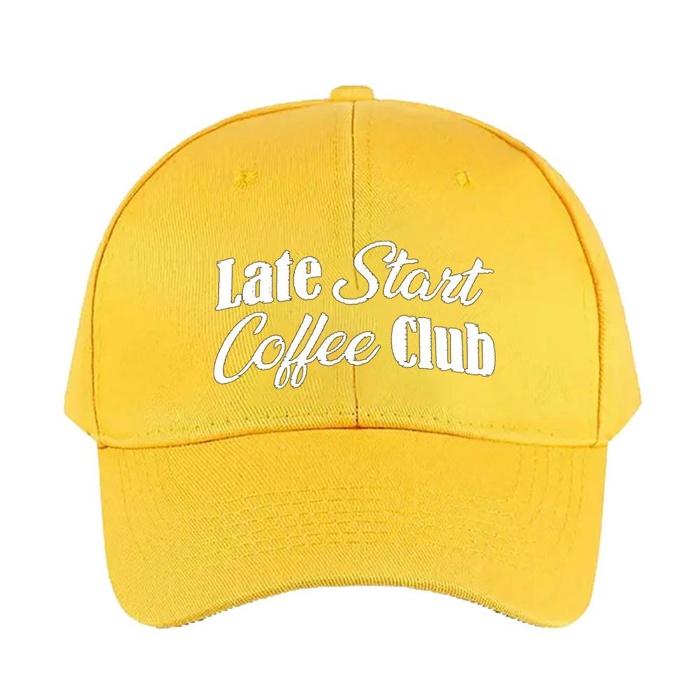 Late Start Coffee Club Papa Caps Sommer Erwachsenen Baseballkappe Verstellbar mit Gebogenem Schirm Schnabelkappe Schutz Sonnenhüte