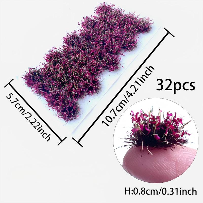 32Pcs 8mm Simulation Grass Clusters Wildflower Model DIY Mini Garden Building Sand Table Scene Layout Grass Tufts Ornaments